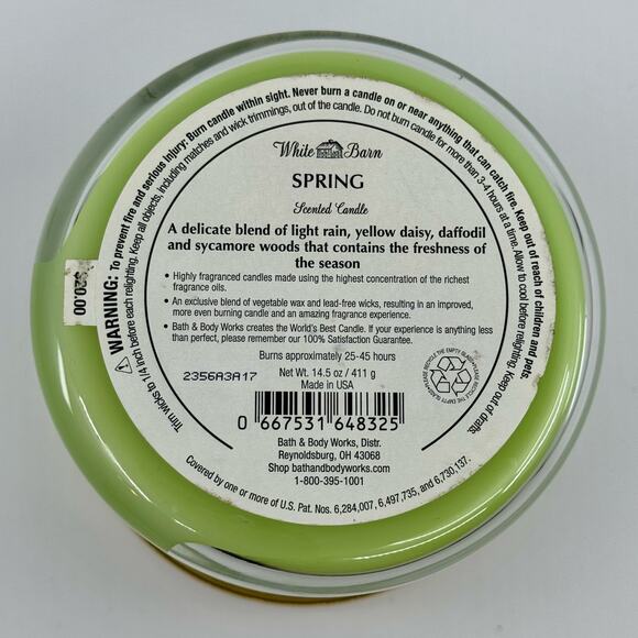 Bath & Body Works/ White Barn "Spring" 3-wick candle 14.5oz - Picture 5 of 5